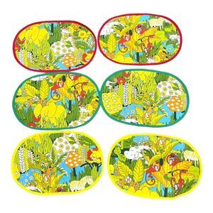 Set Of 6 Vintage Jungle MCM Retro 1970s Whimsical Placemats Monkeys 18" X 12"